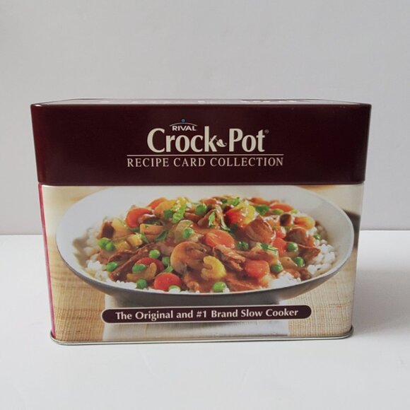 CROCK POT Tin Container Recipe Box Over 70 Different Recipes + Blank Cards Meals - Picture 2 of 11